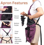 Greenhaus Gardening Premium Garden Harvest Apron with 7 Pockets & Bottom Release Pouch