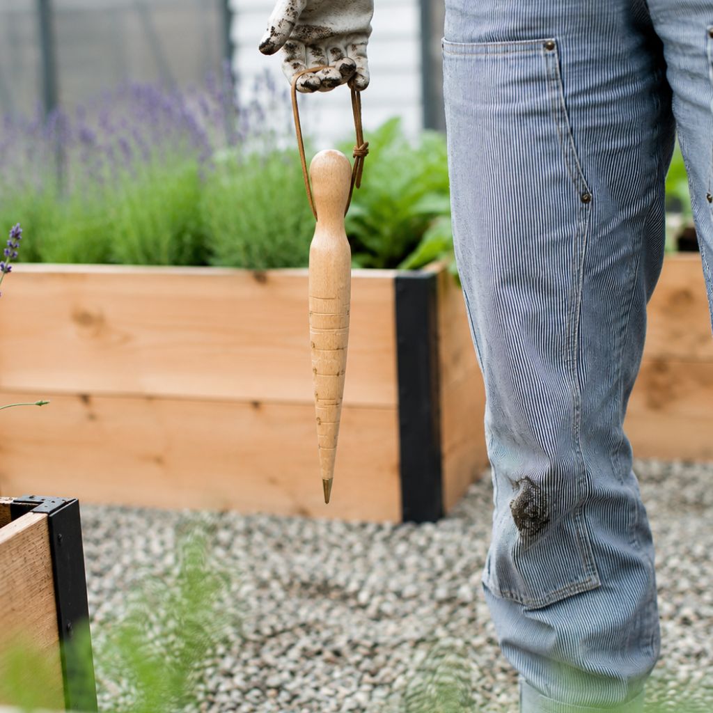 Greenhaus Gardening Brass-Tipped Dibber, Accurate Bulb & Seed Planting Tool