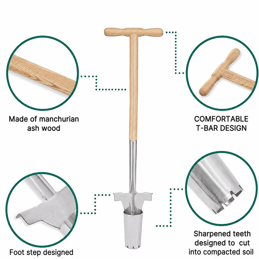 Greenhaus Gardening Stainless Steel Bulb Planter with Foot Step Soil Cutter