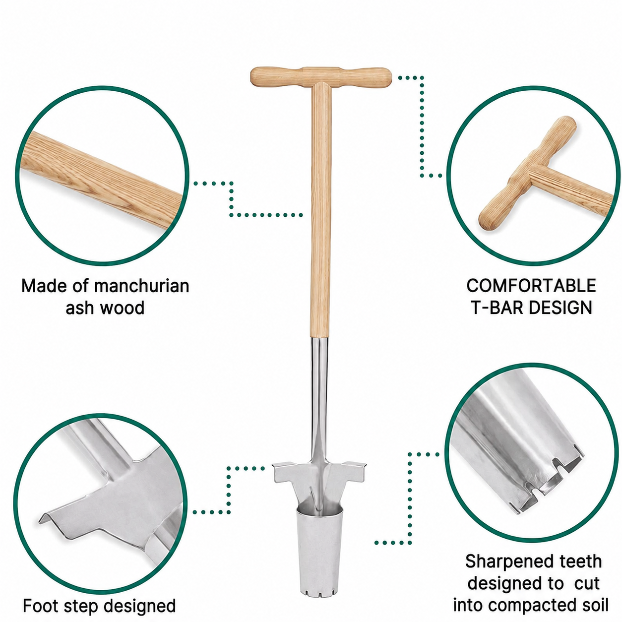 Greenhaus Gardening Stainless Steel Bulb Planter with Foot Step Soil Cutter