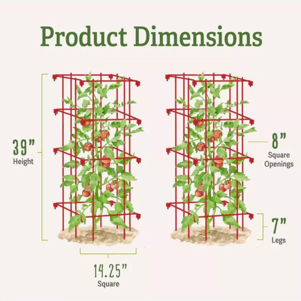 Greenhaus Gardening Tomato Cages Set of 4, Weather Resistant Plant Supports