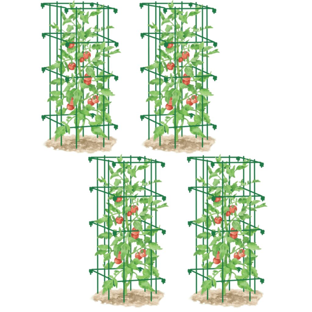 Greenhaus Gardening Tomato Cages Set of 4, Weather Resistant Plant Supports