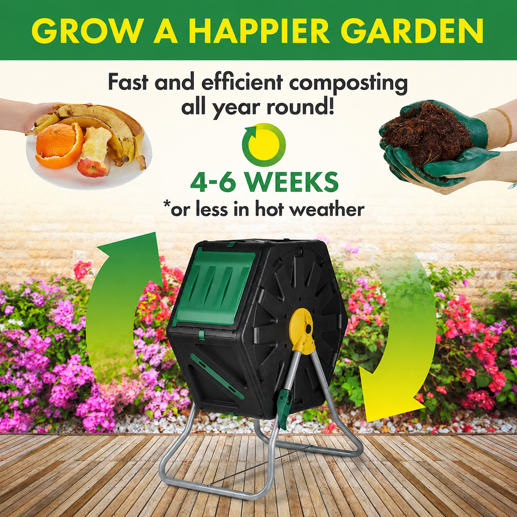 GreenHaus Gardening Outdoor Composting Bin with Easy Turn Aeration Design
