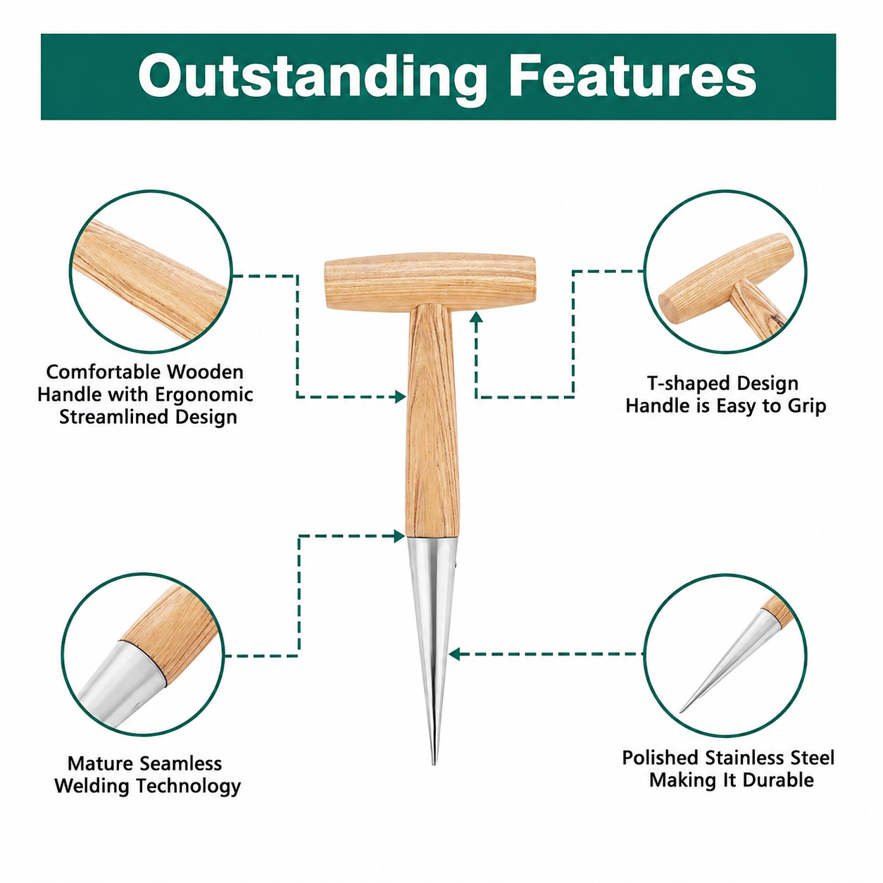 Greenhaus Gardening Garden Dibbler Tool, Precision Bulb and Seed Planter