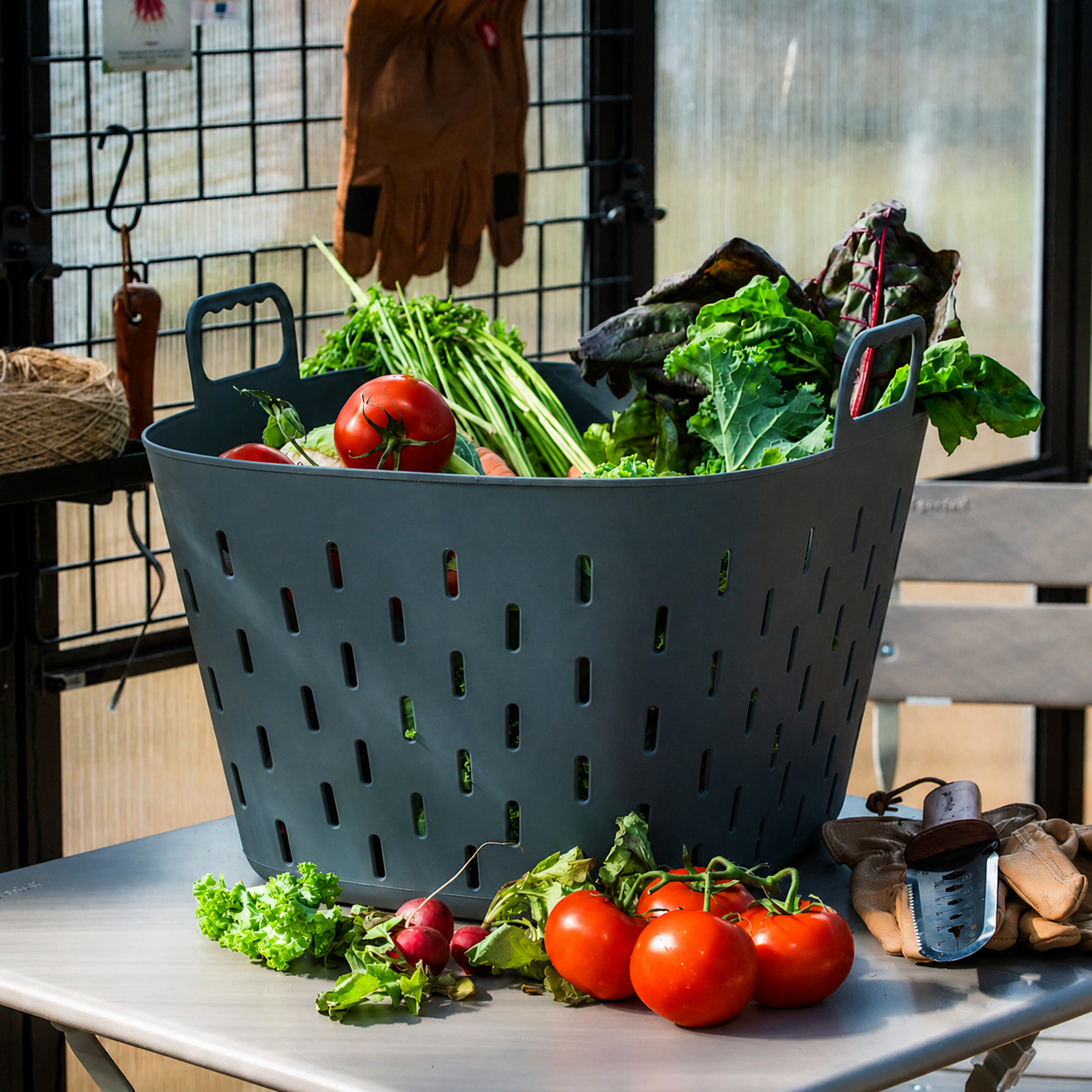 GreenHaus Gardening FlexTub Storage and Harvest Basket Gardening Set