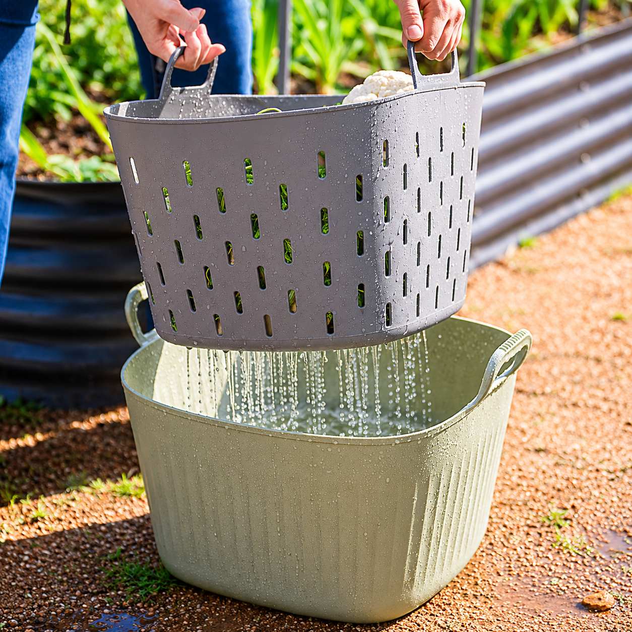 GreenHaus Gardening FlexTub Storage and Harvest Basket Gardening Set