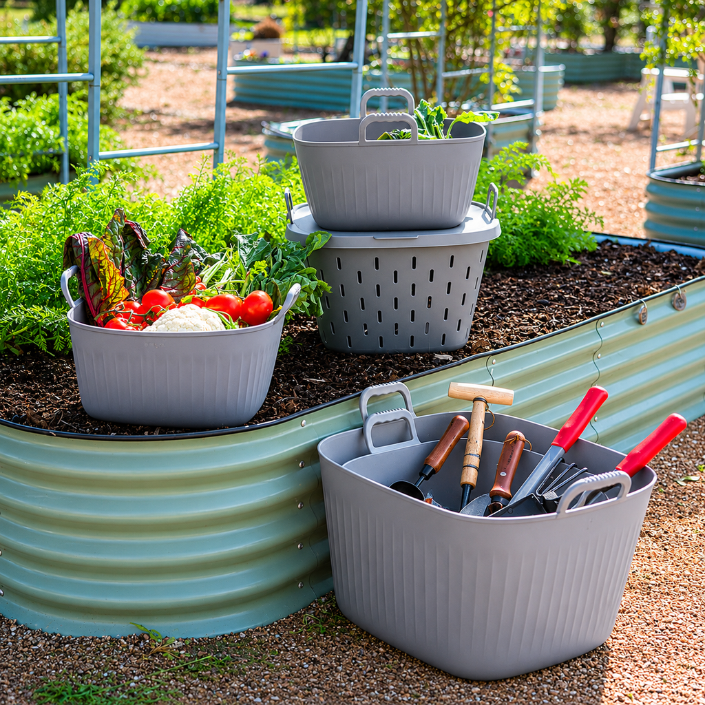 GreenHaus Gardening FlexTub Storage and Harvest Basket Gardening Set
