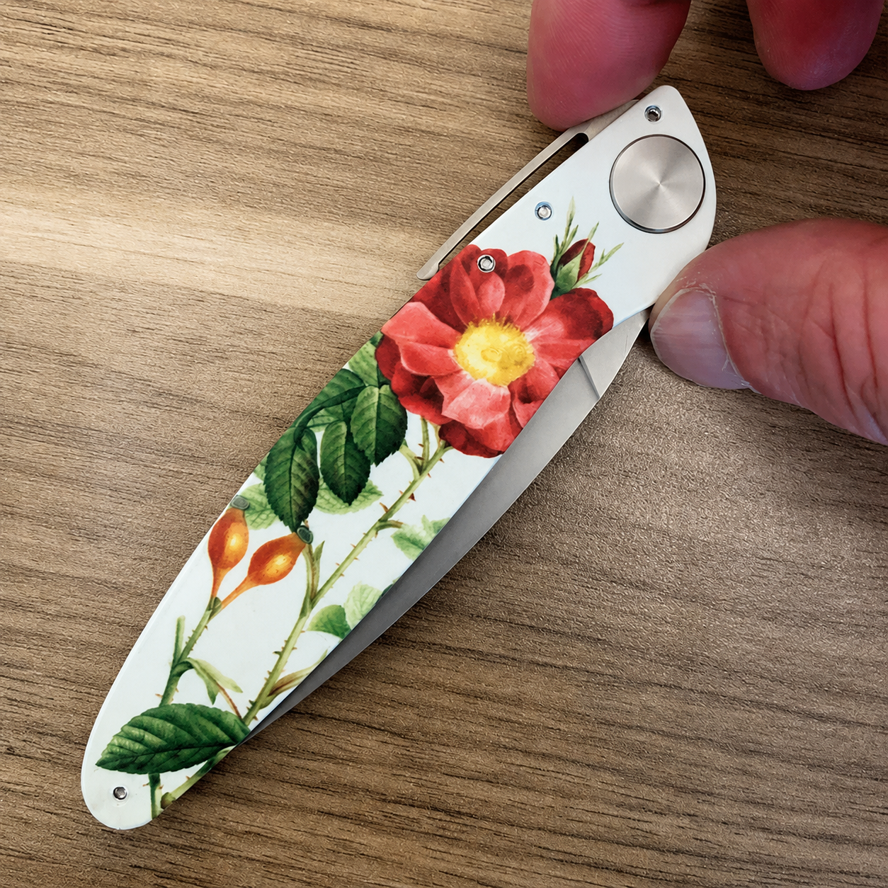 Greenhaus Gardening Floral Pocket Knife — 3" Steel Blade & Leather Pouch