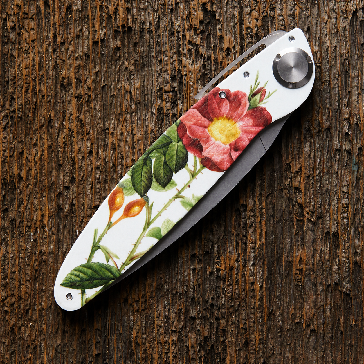Greenhaus Gardening Floral Pocket Knife — 3" Steel Blade & Leather Pouch