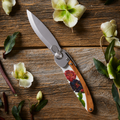 Greenhaus Gardening Floral Pocket Knife — 3" Steel Blade & Leather Pouch