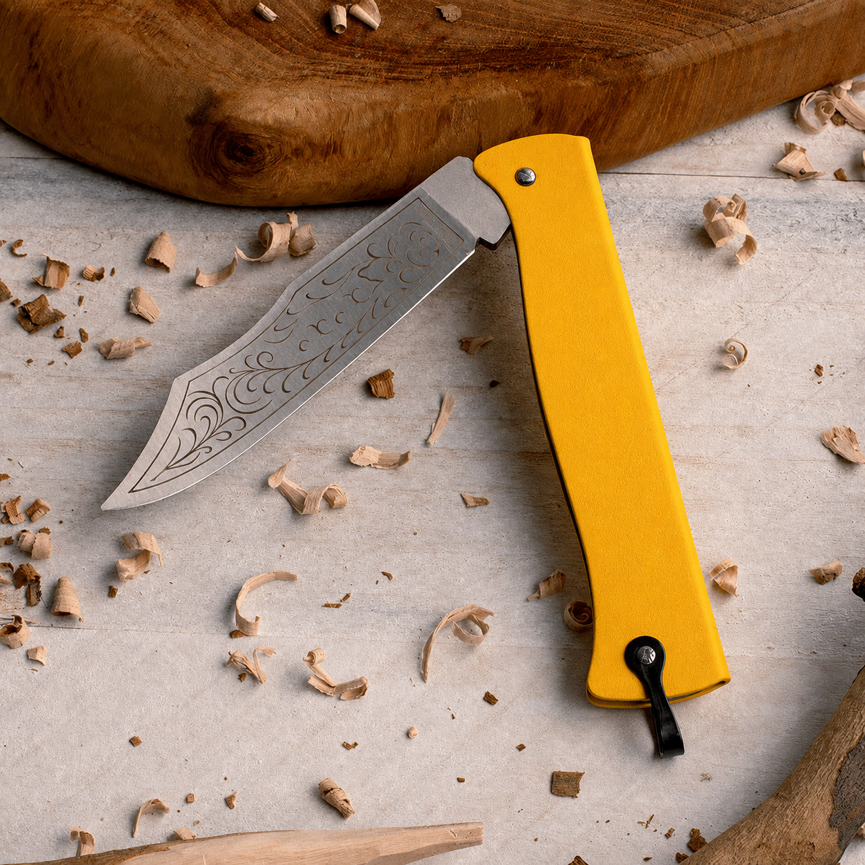 Greenhaus Gardening Folding Utility Knife — Durable Yellow Handle