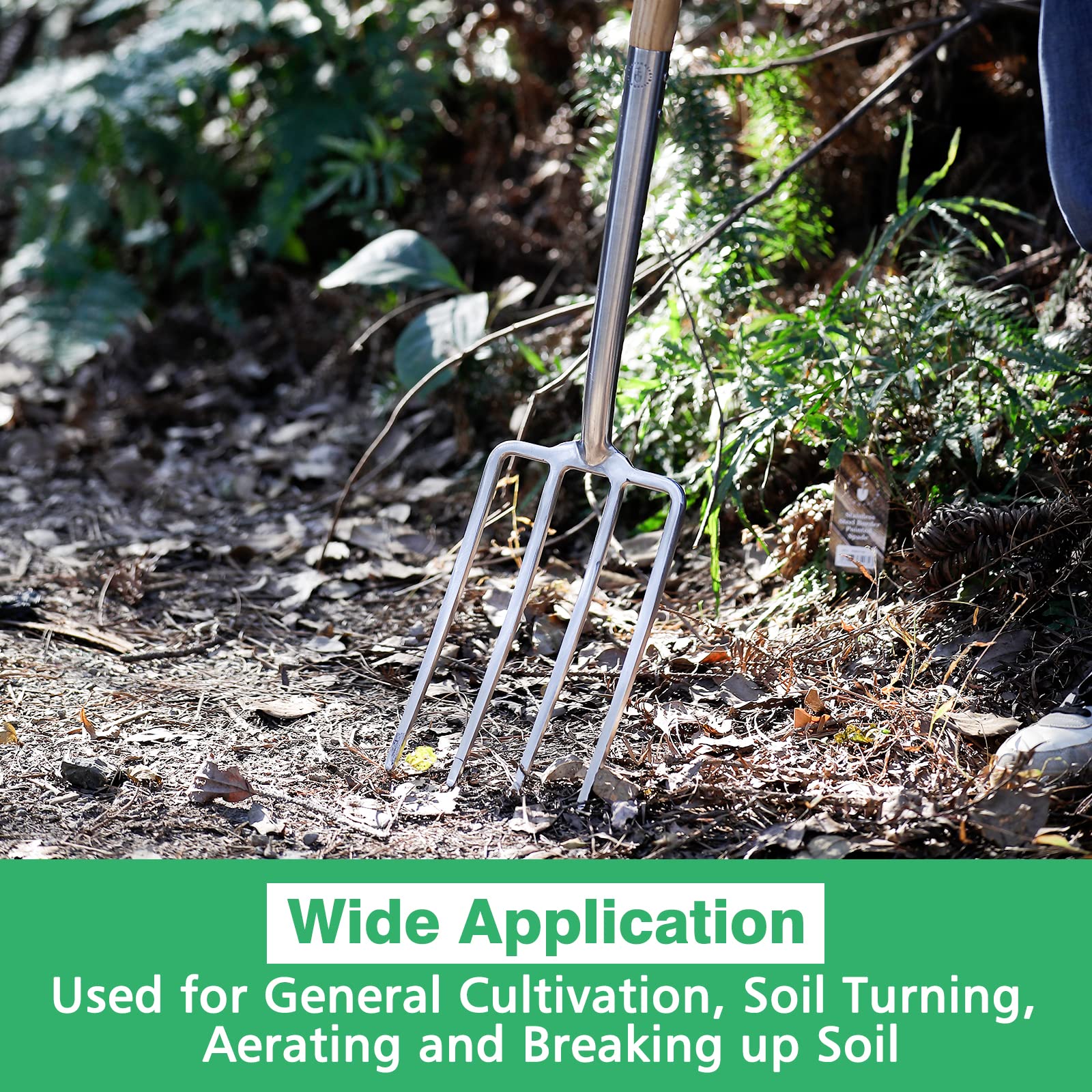 Greenhaus Gardening 2PC Garden Tool Set, Stainless Steel Digging Fork & Shovel