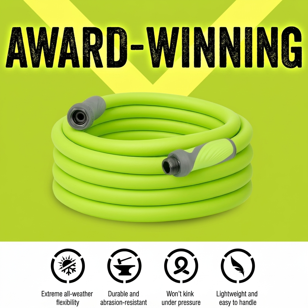 Greenhaus Gardening Lightweight Flexible Garden Hose with Swivel Connectors, 5/8 Inch x 50 FT