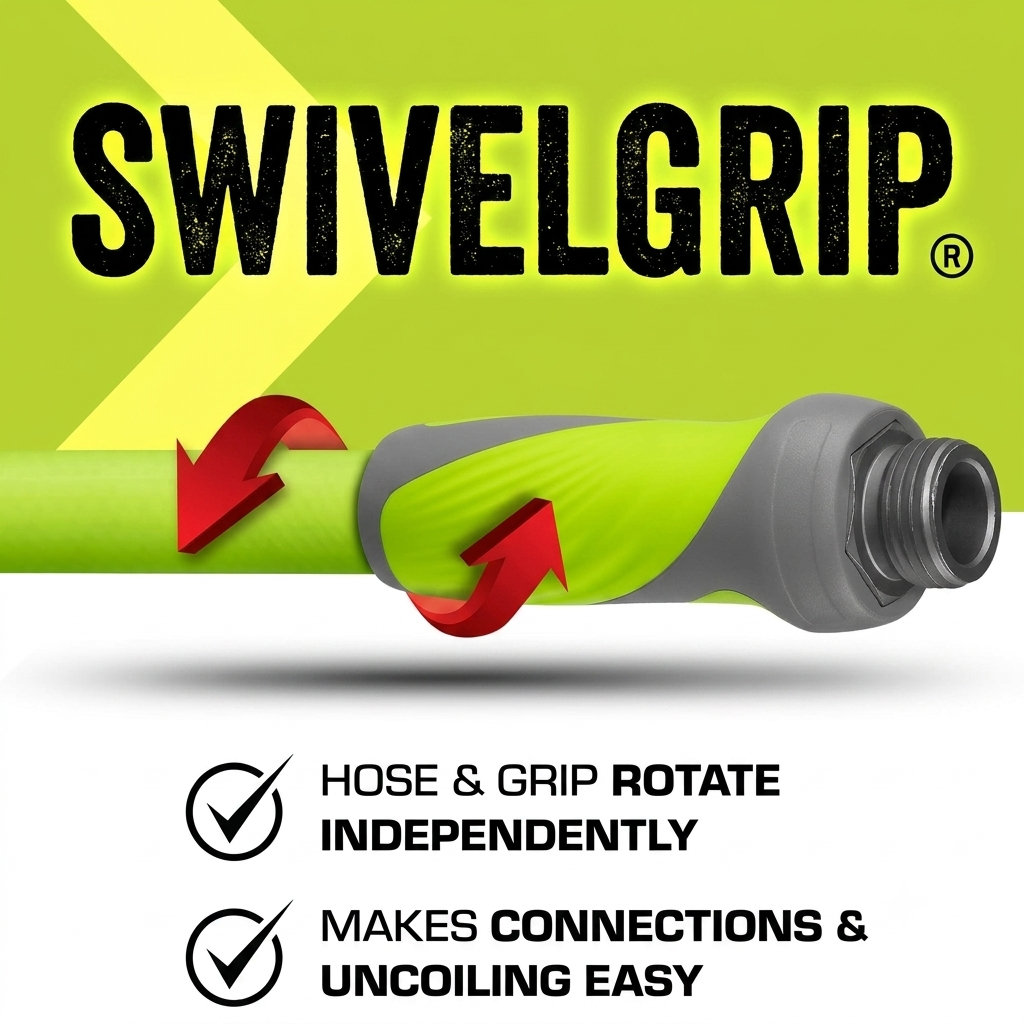 Greenhaus Gardening Lightweight Flexible Garden Hose with Swivel Connectors, 5/8 Inch x 50 FT