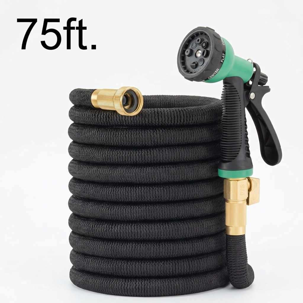Greenhaus Gardening Expandable Garden Hose with 8-Pattern Spray Nozzle, 50 FT