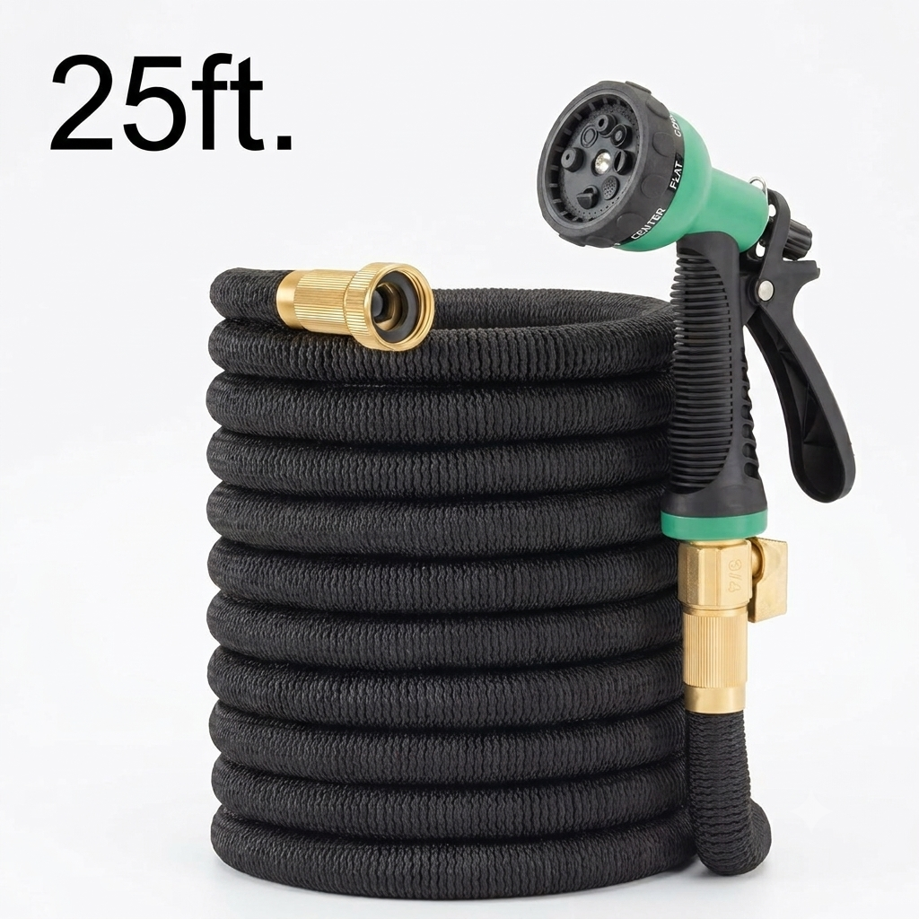 Greenhaus Gardening Expandable Garden Hose with 8-Pattern Spray Nozzle, 50 FT