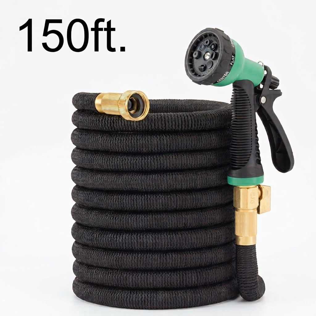 Greenhaus Gardening Expandable Garden Hose with 8-Pattern Spray Nozzle, 50 FT