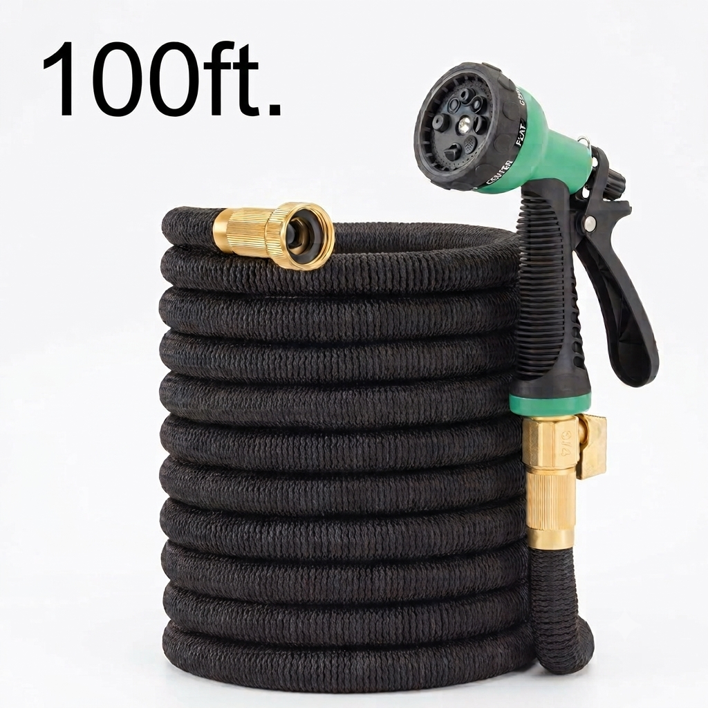 Greenhaus Gardening Expandable Garden Hose with 8-Pattern Spray Nozzle, 50 FT
