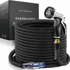 Greenhaus Gardening Lightweight Non-Expanding Garden Hose with 10-Pattern Spray Nozzle, 50 FT