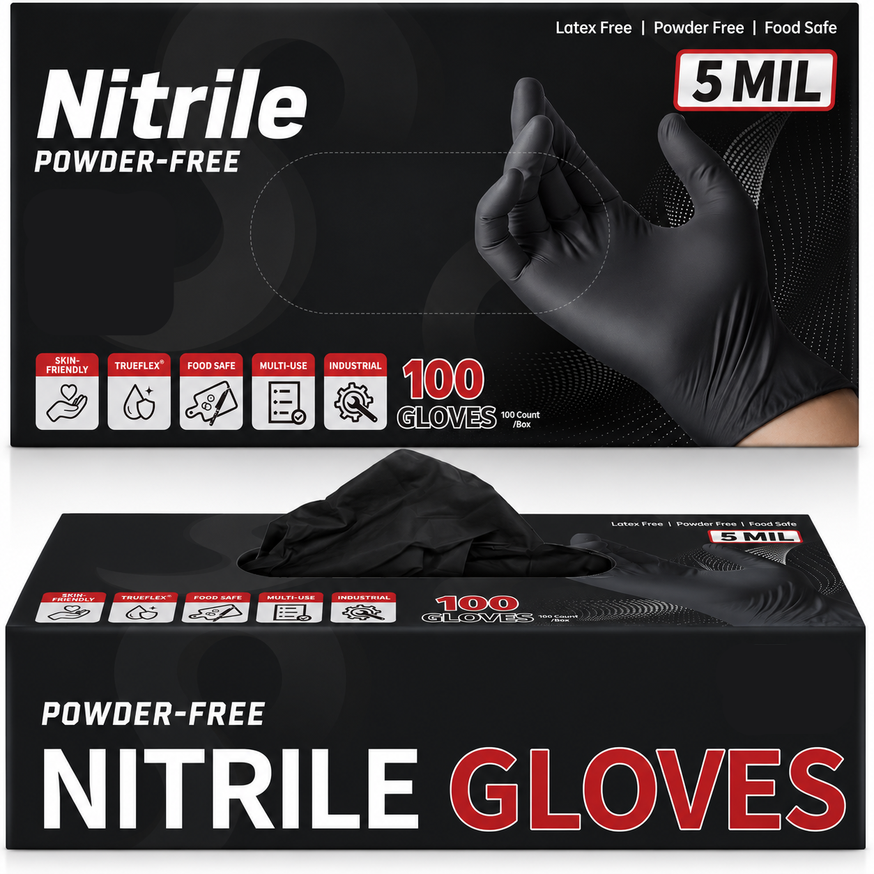 Greenhaus Gardening 5 Mil Chemical-Resistant Nitrile Gloves, Powder-Free, 100 Count