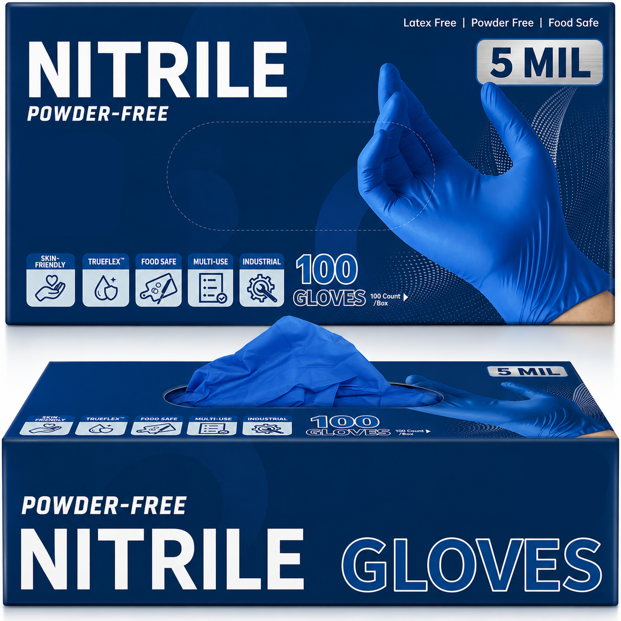 Greenhaus Gardening 5 Mil Chemical-Resistant Nitrile Gloves, Powder-Free, 100 Count