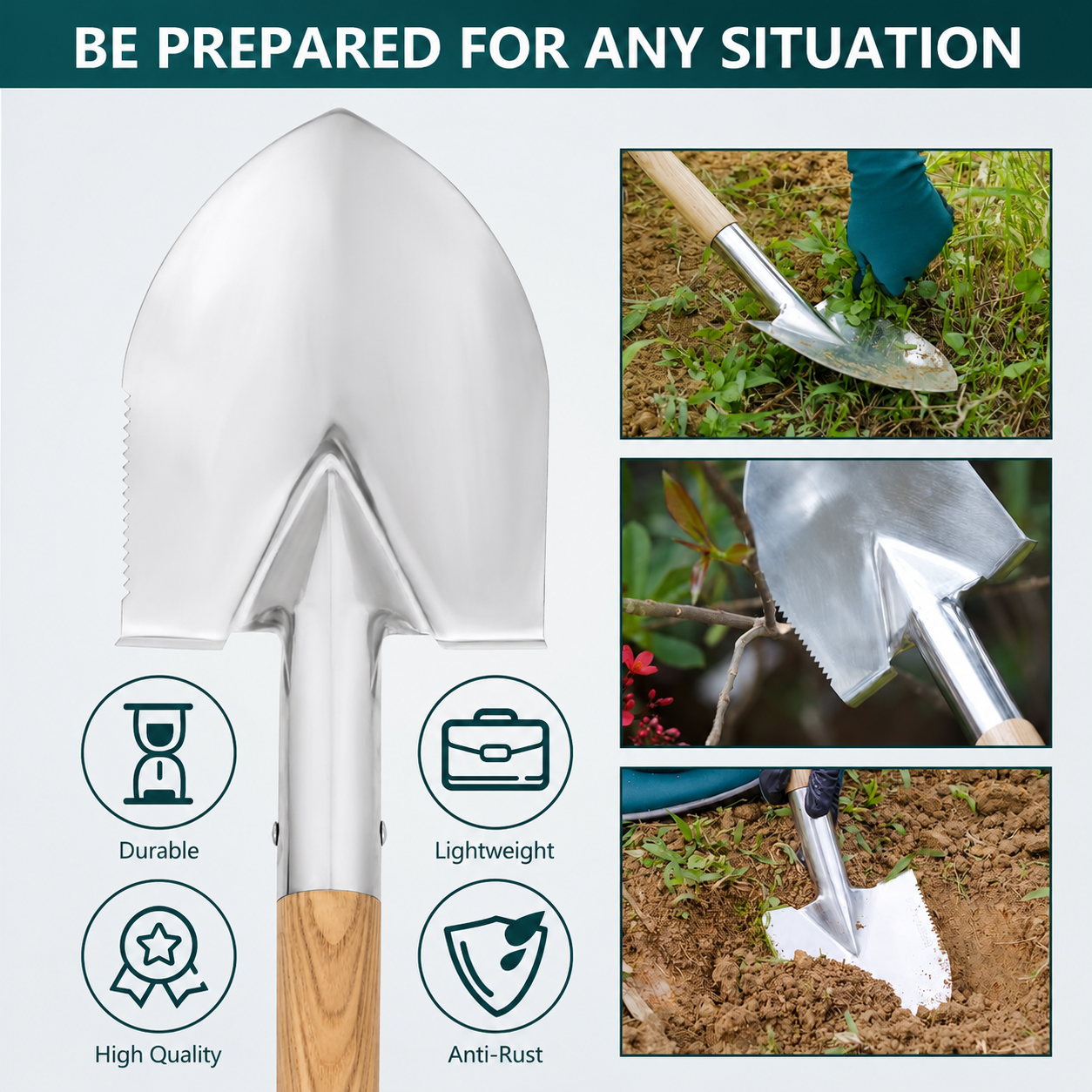 Greenhaus Gardening Heavy Duty Stainless Steel Garden Shovel for Digging & Weeding