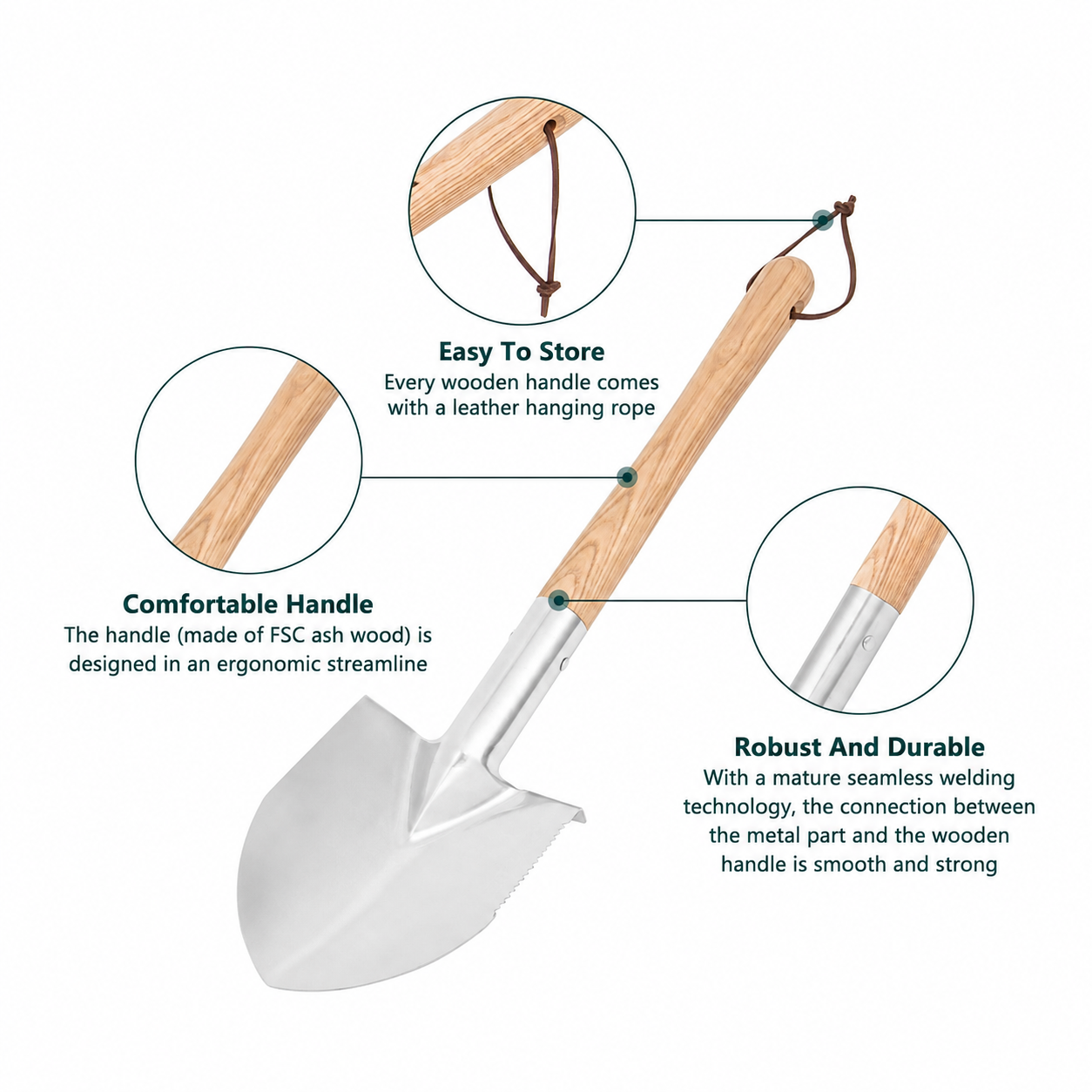 Greenhaus Gardening Heavy Duty Stainless Steel Garden Shovel for Digging & Weeding