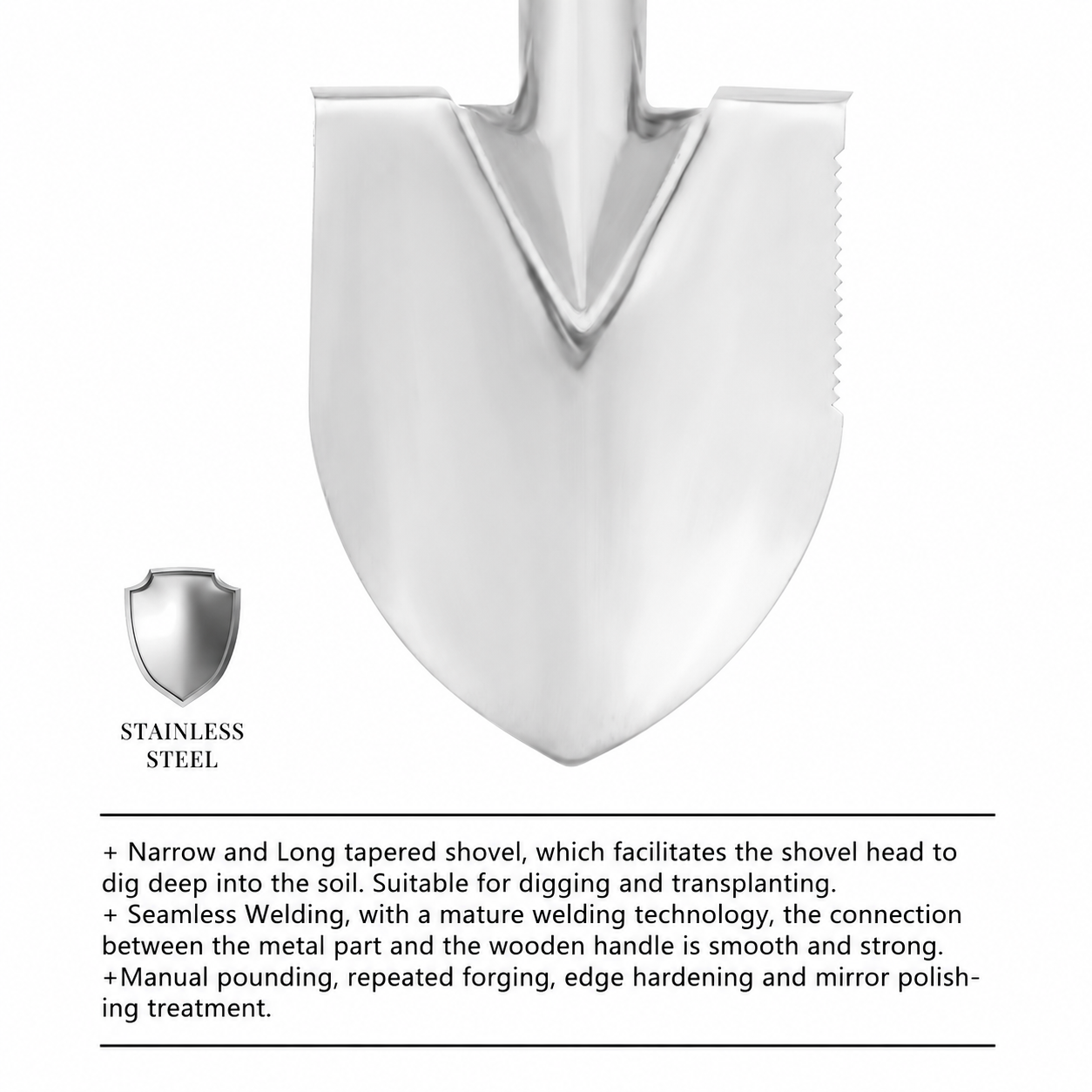 Greenhaus Gardening Heavy Duty Stainless Steel Garden Shovel for Digging & Weeding