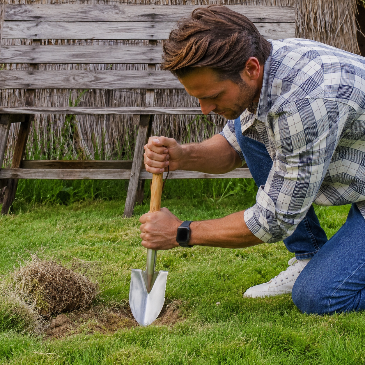 Greenhaus Gardening Heavy Duty Stainless Steel Garden Shovel for Digging & Weeding