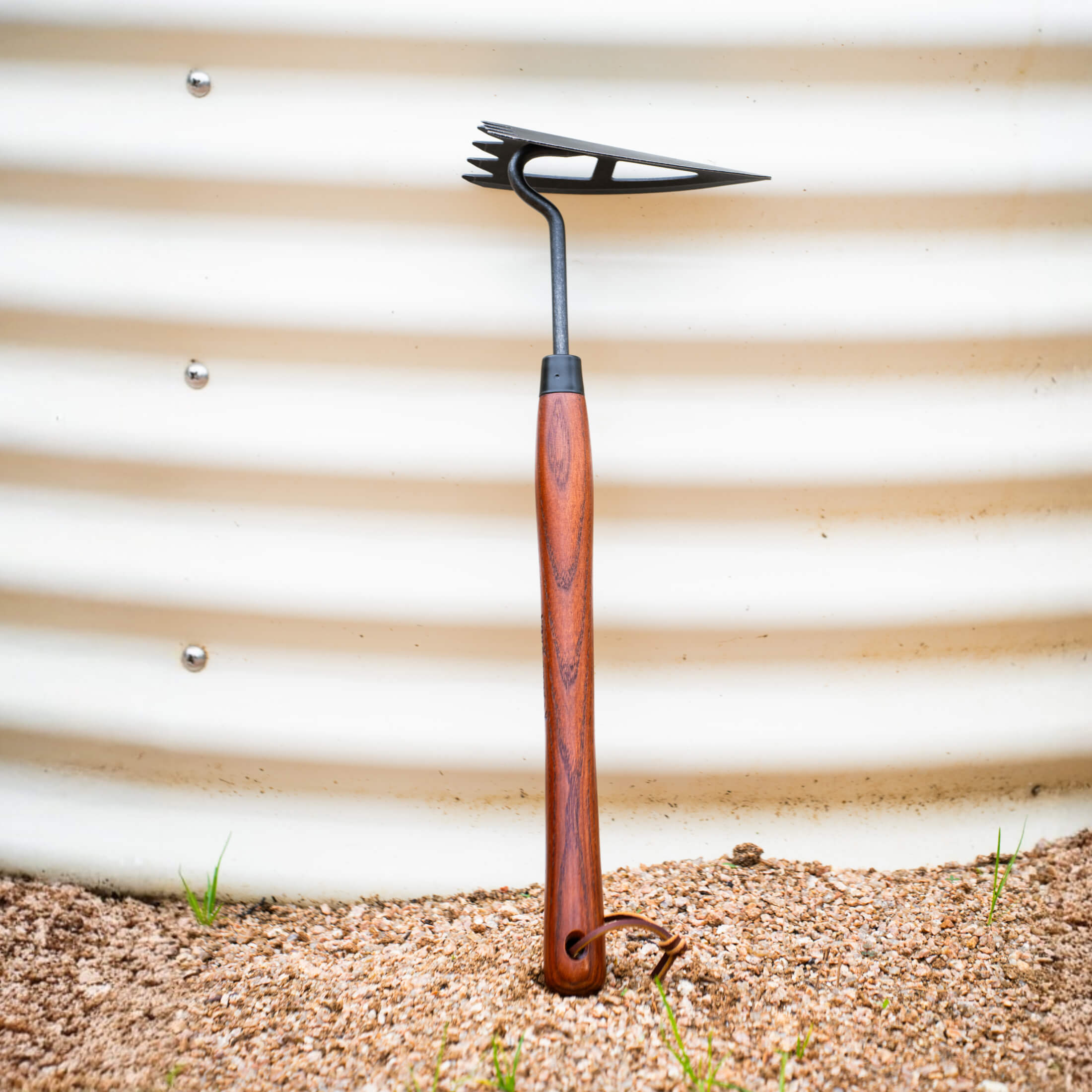 Greenhaus Gardening Hand Garden Hoe, FSC Wood Handle Multi-Use Weeding Tool