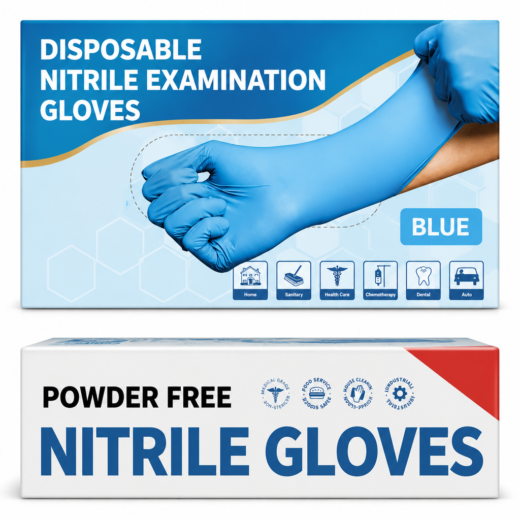 Greenhaus Gardening 4 Mil Blue Nitrile Disposable Gloves for Medical & Food Handling
