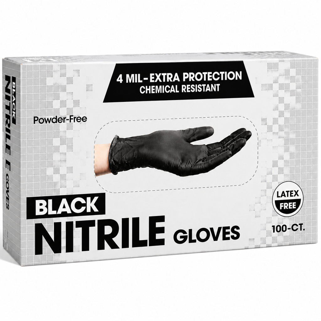 Greenhaus Gardening Black Disposable Nitrile Gloves