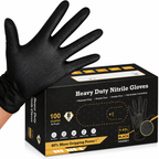 Greenhaus Gardening Heavy-Duty Black Nitrile Work Gloves with Diamond Grip, 6 Mil/8 Mil