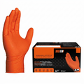 Greenhaus Gardening Industrial Orange Nitrile Gloves with Raised Diamond Grip, 8 Mil