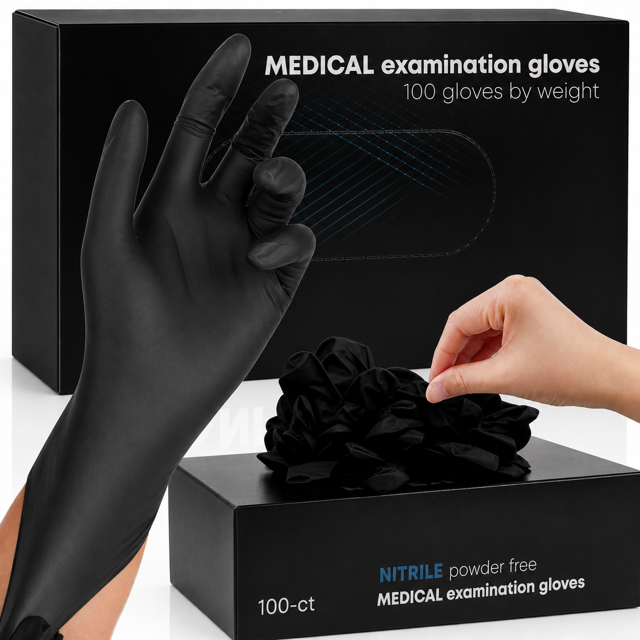 Greenhaus Gardening Black Nitrile Disposable Gloves, 5 Mil, Latex-Free & Powder-Free, 100 Count