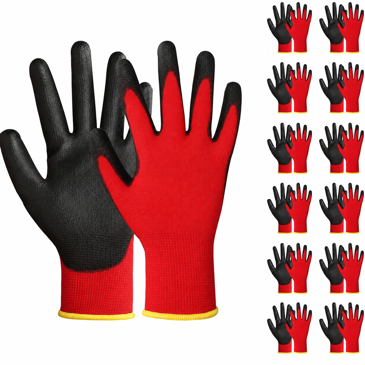 Greenhaus Gardening Lightweight PU Work Gloves for Gardening, DIY & Assembly, 12 Pack