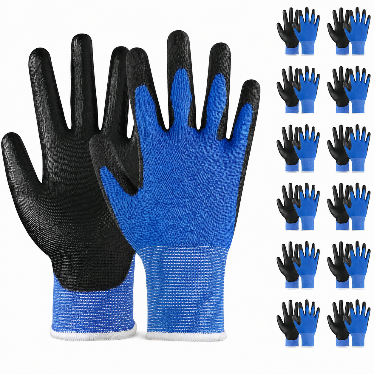 Greenhaus Gardening Lightweight PU Work Gloves for Gardening, DIY & Assembly, 12 Pack