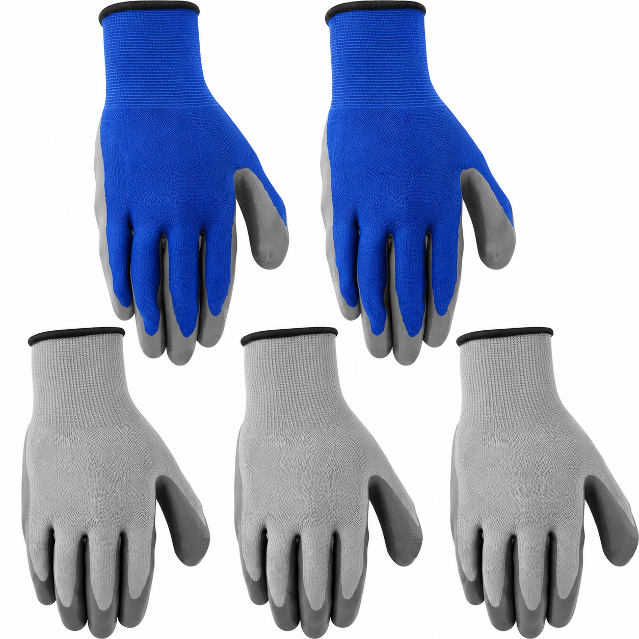 Greenhaus Gardening Nitrile-Coated Work Gloves, 5 Pairs, Breathable Grip Gloves