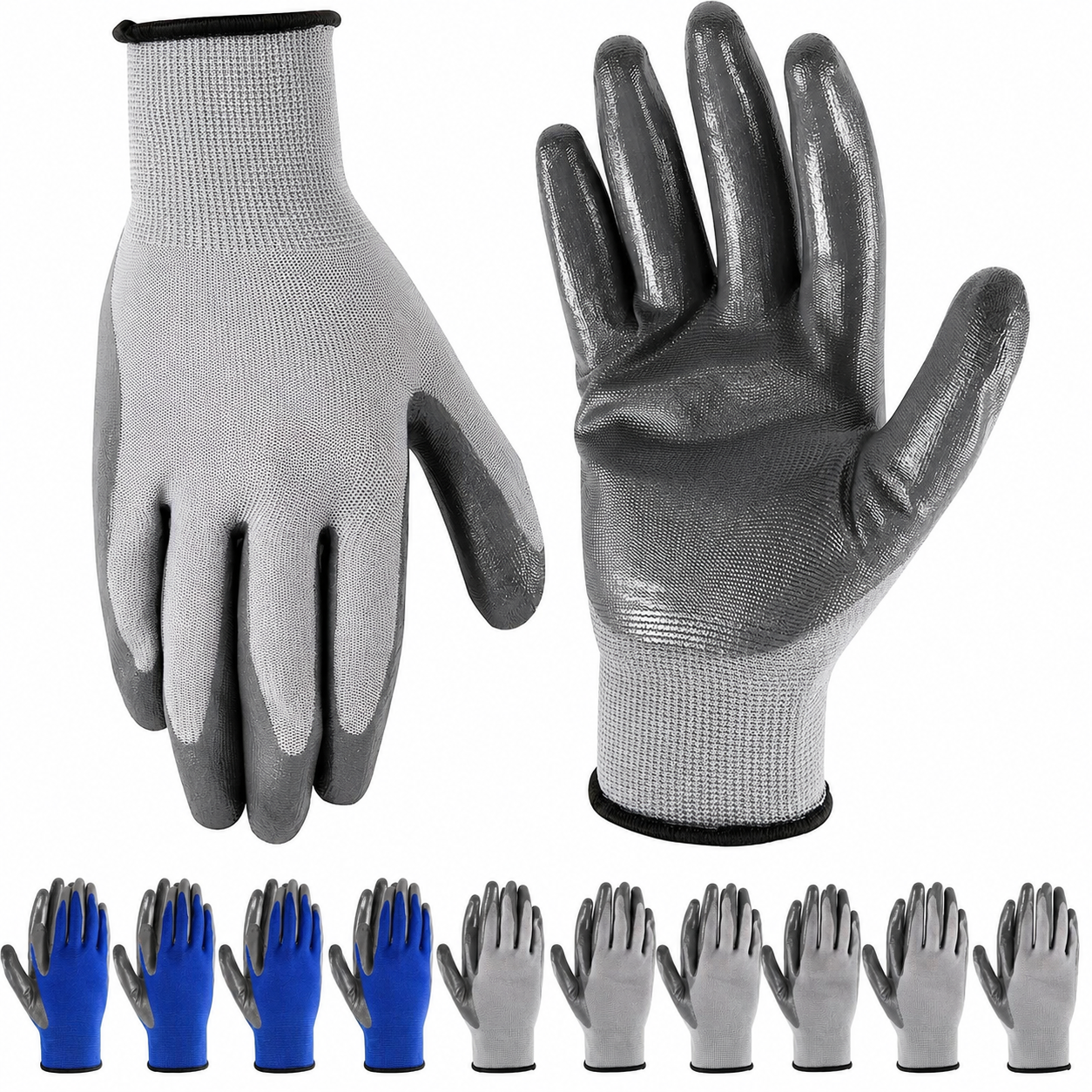 Greenhaus Gardening Nitrile-Coated Work Gloves, 5 Pairs, Breathable Grip Gloves