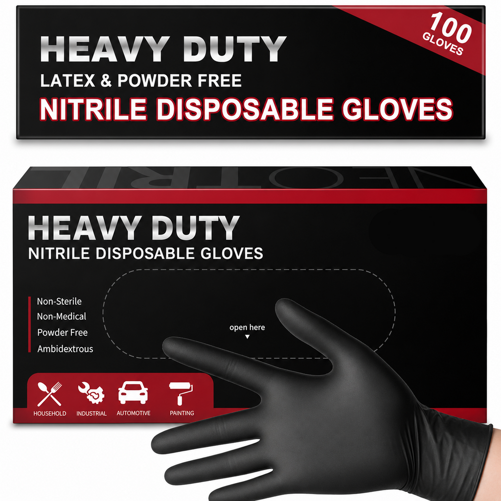 Greenhaus Gardening 6 Mil Heavy-Duty Nitrile Gloves with Textured Grip, 100 Count