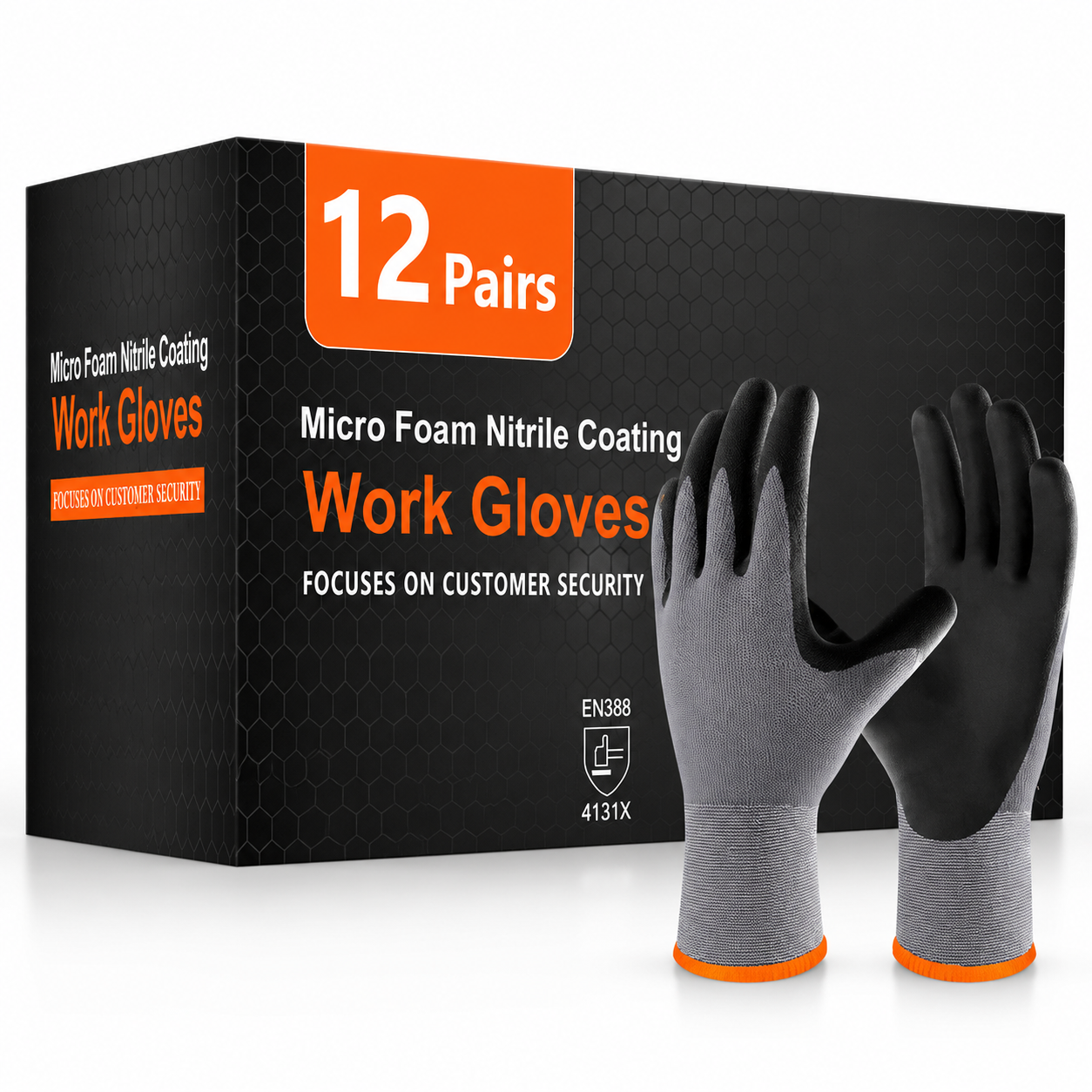 Greenhaus Gardening Microfoam Nitrile-Coated Work Gloves, Breathable Nylon Grip Gloves