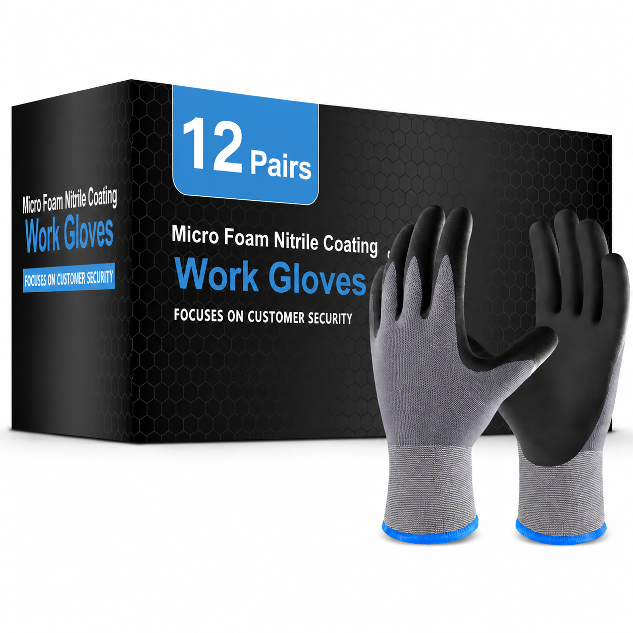 Greenhaus Gardening Microfoam Nitrile-Coated Work Gloves, Breathable Nylon Grip Gloves