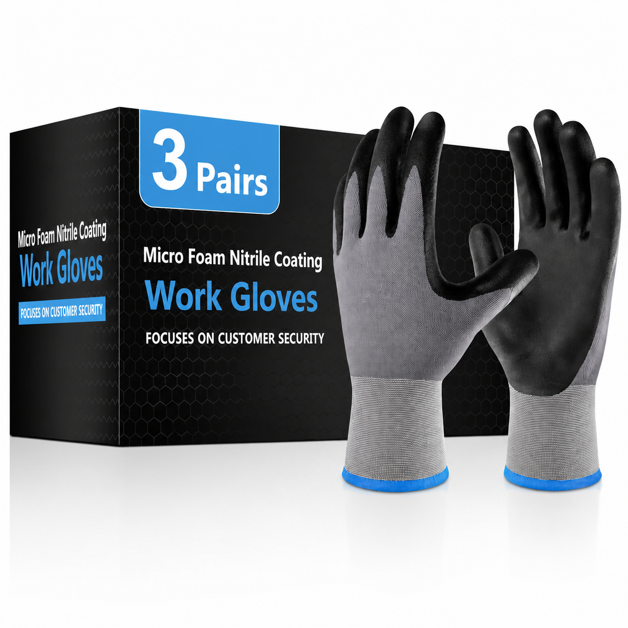 Greenhaus Gardening Microfoam Nitrile-Coated Work Gloves, Breathable Nylon Grip Gloves