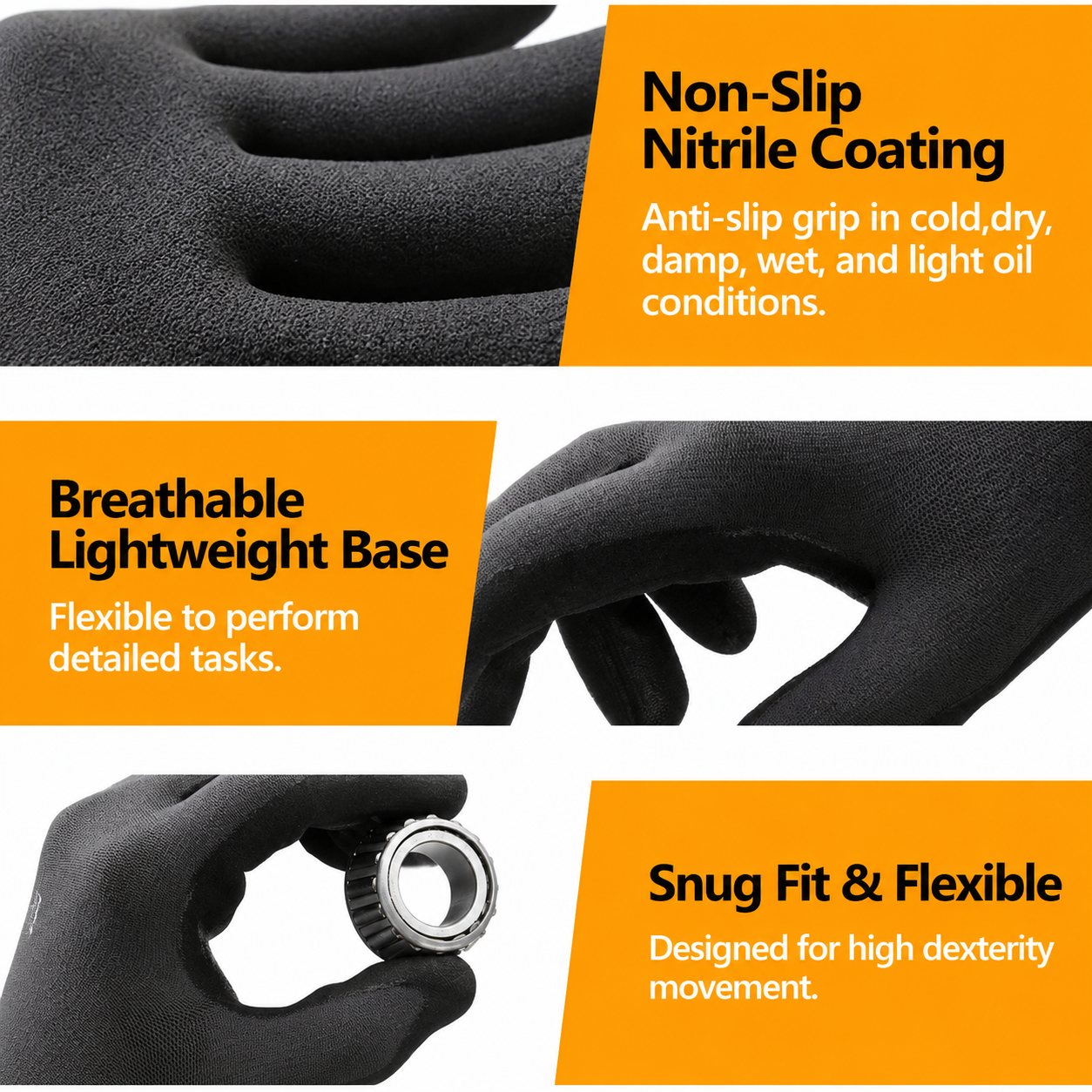 Greenhaus Gardening Microfoam Nitrile-Coated Work Gloves, Breathable Nylon Grip Gloves