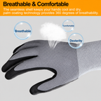 Greenhaus Gardening Microfoam Nitrile-Coated Work Gloves, Breathable Nylon Grip Gloves