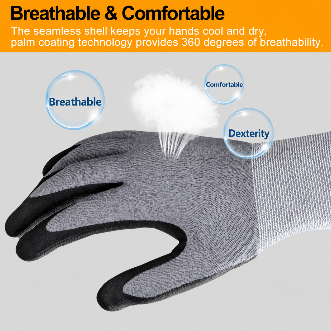 Greenhaus Gardening Microfoam Nitrile-Coated Work Gloves, Breathable Nylon Grip Gloves