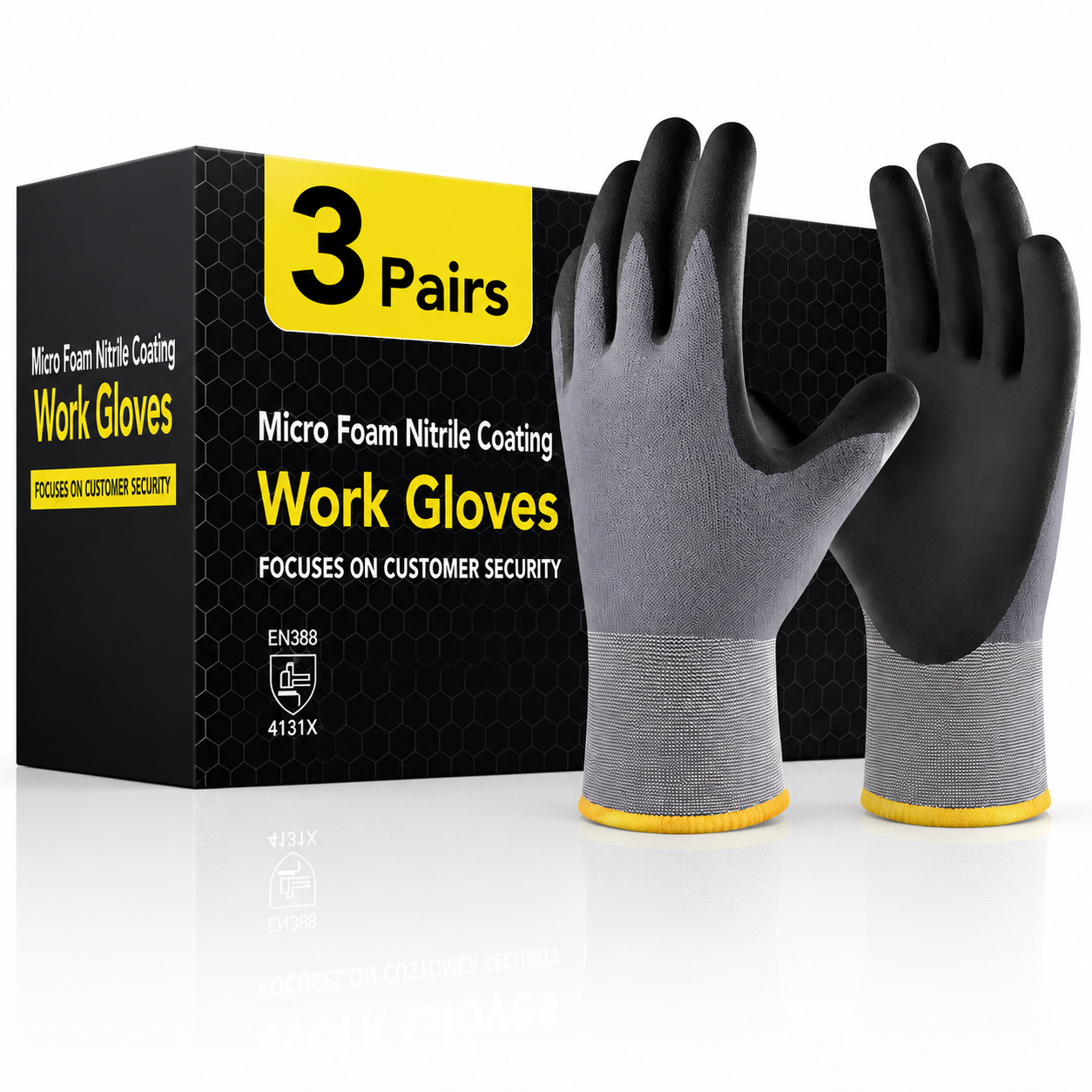 Greenhaus Gardening Microfoam Nitrile-Coated Work Gloves, Breathable Nylon Grip Gloves