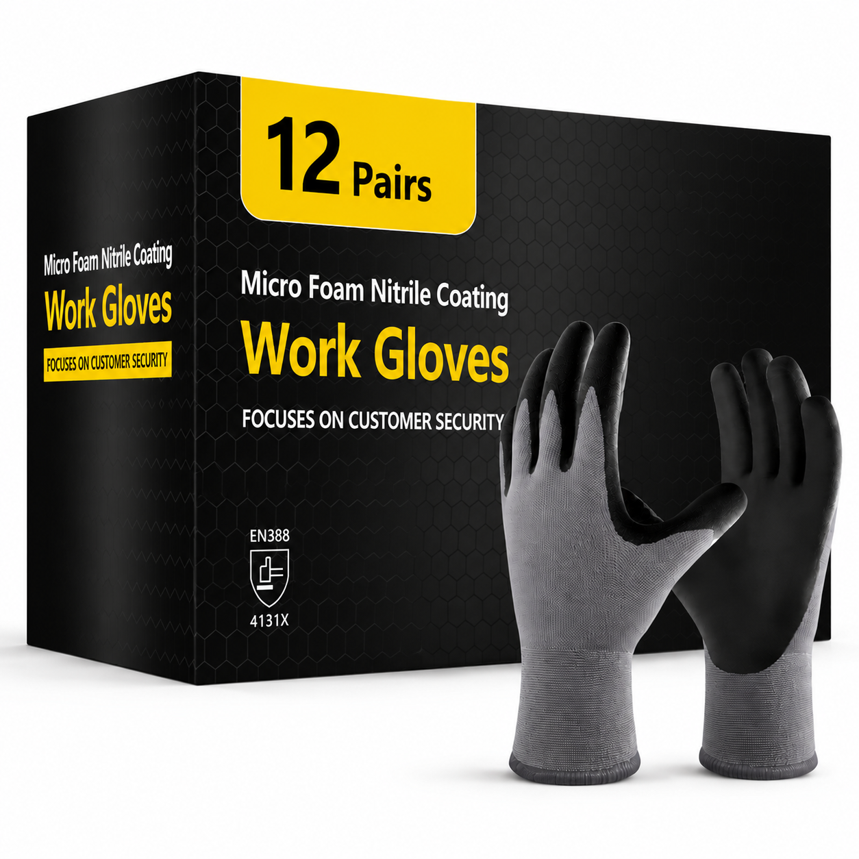 Greenhaus Gardening Microfoam Nitrile-Coated Work Gloves, Breathable Nylon Grip Gloves