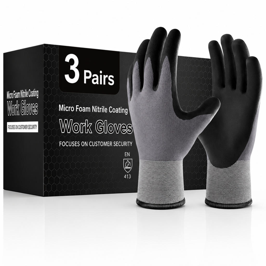 Greenhaus Gardening Microfoam Nitrile-Coated Work Gloves, Breathable Nylon Grip Gloves