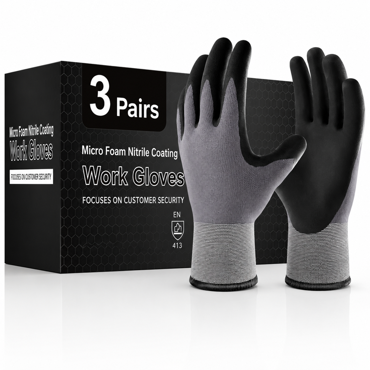 Greenhaus Gardening Microfoam Nitrile-Coated Work Gloves, Breathable Nylon Grip Gloves